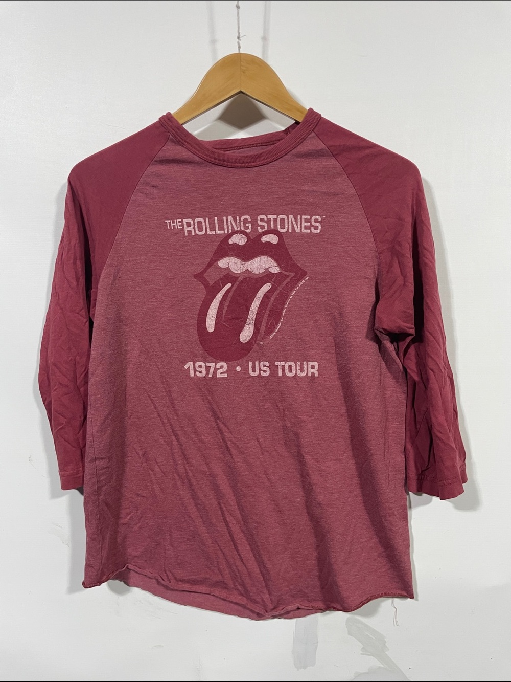 the Rolling Stones Burgundy Raglan Long-Sleeve Tour Tee